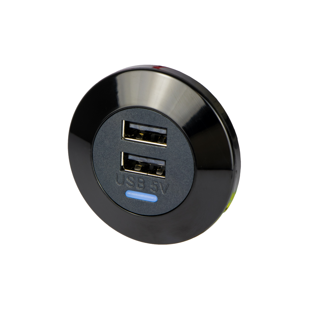 Alfatronix PVPWP-AAFF Slim IP65 Double USB A Charger - Black Front Fit