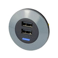 Alfatronix PVPWP-AAFF Slimline IP65 Double USB A Charger - Grey Front Fit