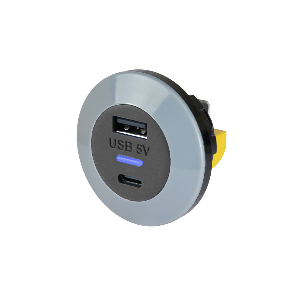 Alfatronix PVPWP-ACFF IP65 Slimline USB A & C Charger - Grey Front Fit