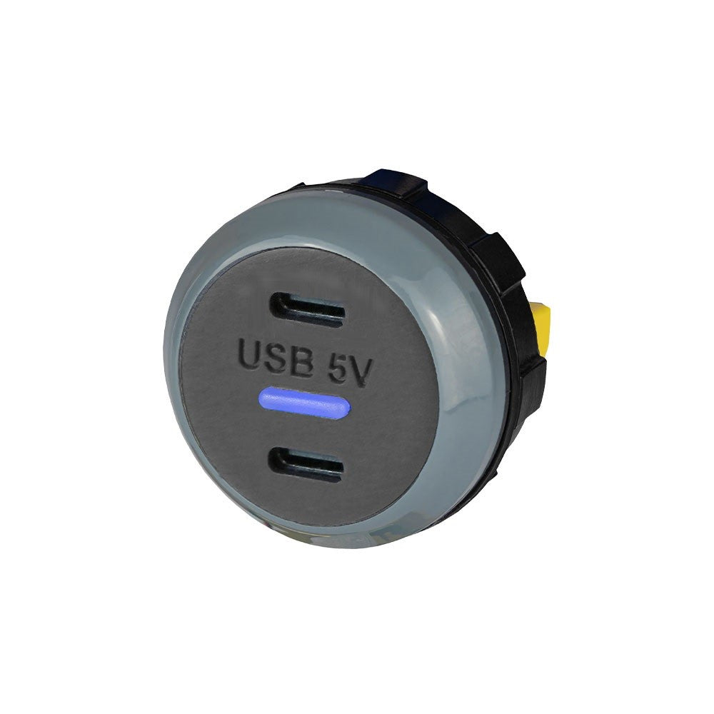 Alfatronix PVPWP-CC Slimline IP65 Double USB C Charger - Grey Rear Fit