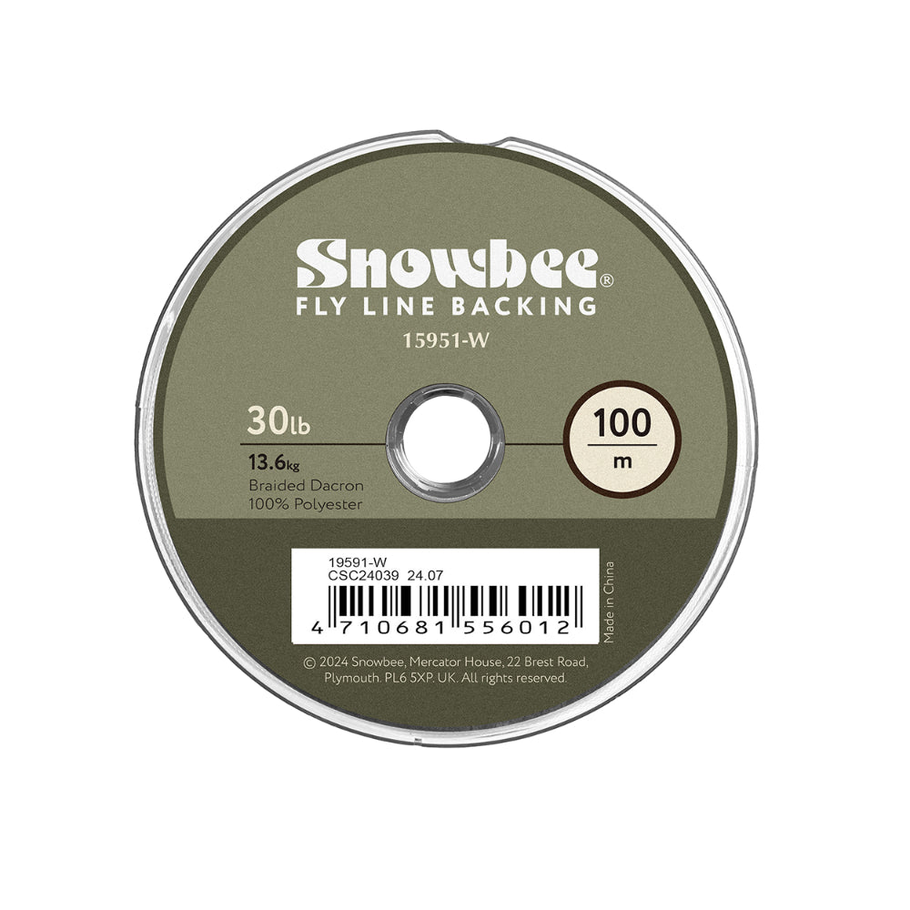 Snowbee Fly Line Backing - 100m Braided Dacron - 30lb - White
