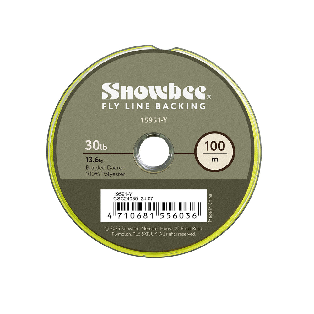 Snowbee Fly Line Backing - 100m Braided Dacron - 30lb - Hi-Viz Yellow