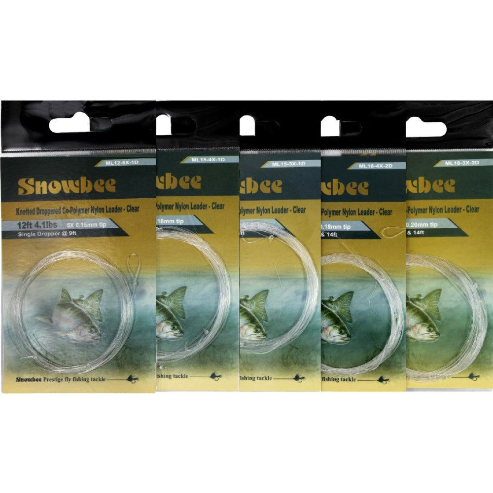 Snowbee Monofilament Knotted Leader 15ft 3X - 1 Dropper @ 10ft